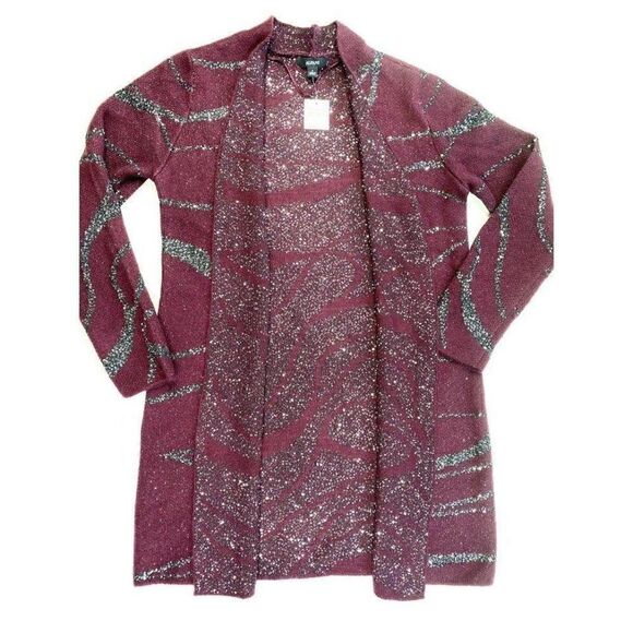 Alfani Cardigan Sweater Small Open-Front Sequins - Picture 2 of 8